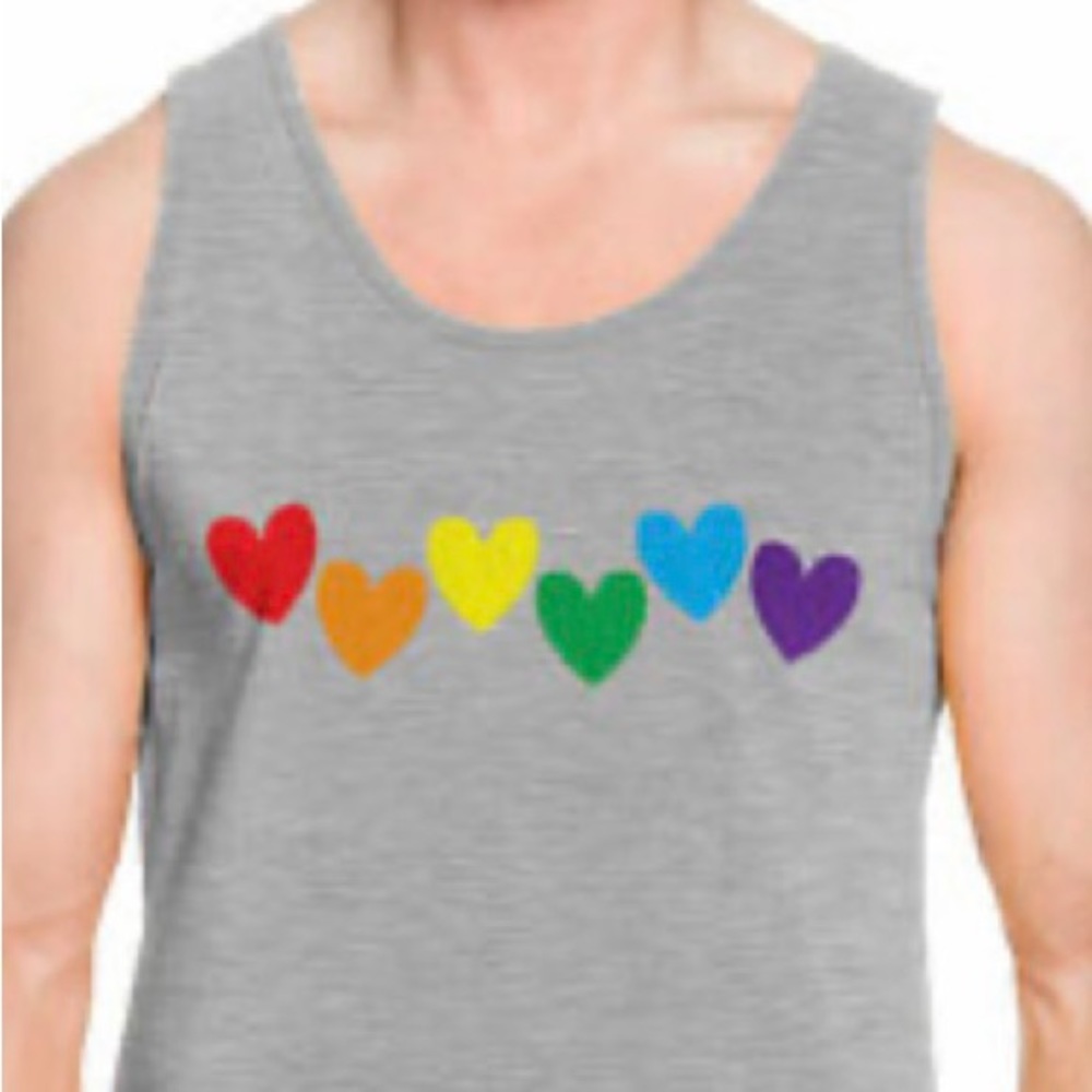 Mens Medium Rainbow Hearts Acceptance Tank